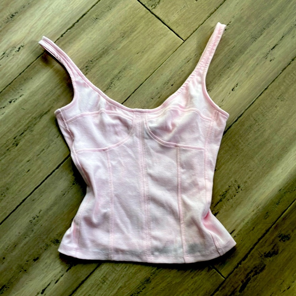 Universal Thread Pink Contour Ribbed Corset Lounge Tank Top S